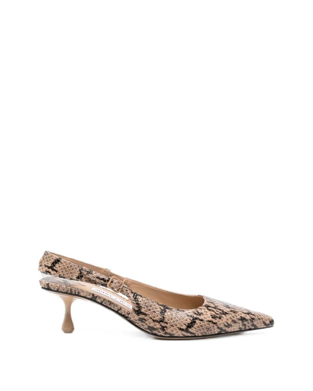 Jimmy Choo Natural Amel Snake-Effect Slingback Heeled Pumps