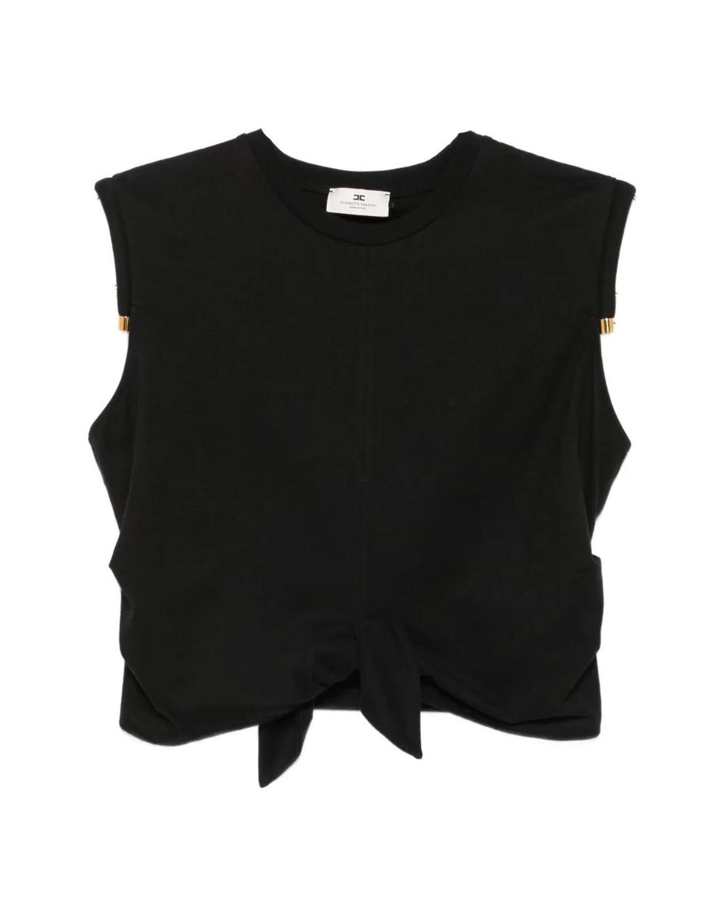 Elisabetta Franchi Black Jersey T-Shirt With Knot