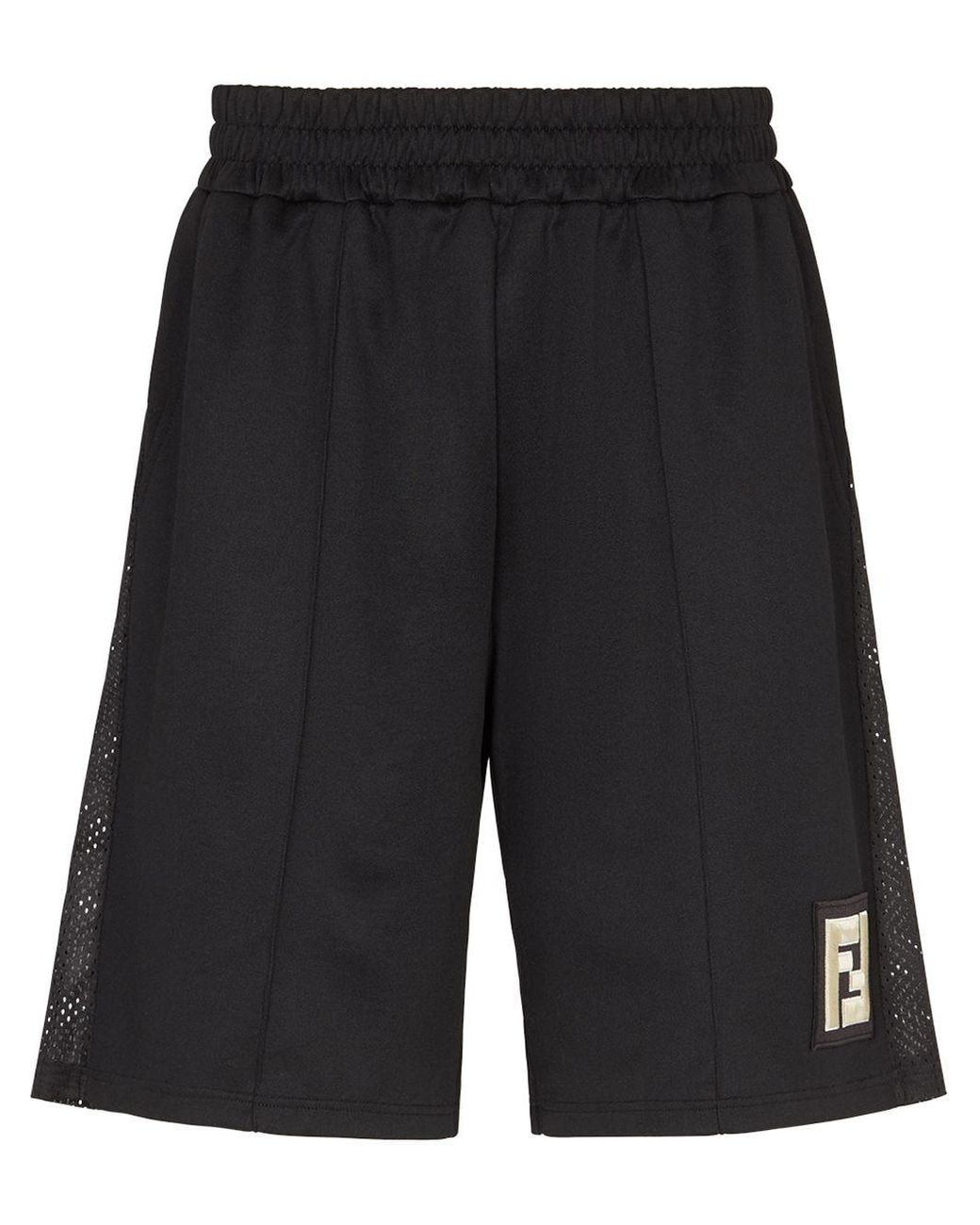 Fendi Synthetic Ff-logo Patch Bermuda Shorts in Black for Men - Save 10 ...