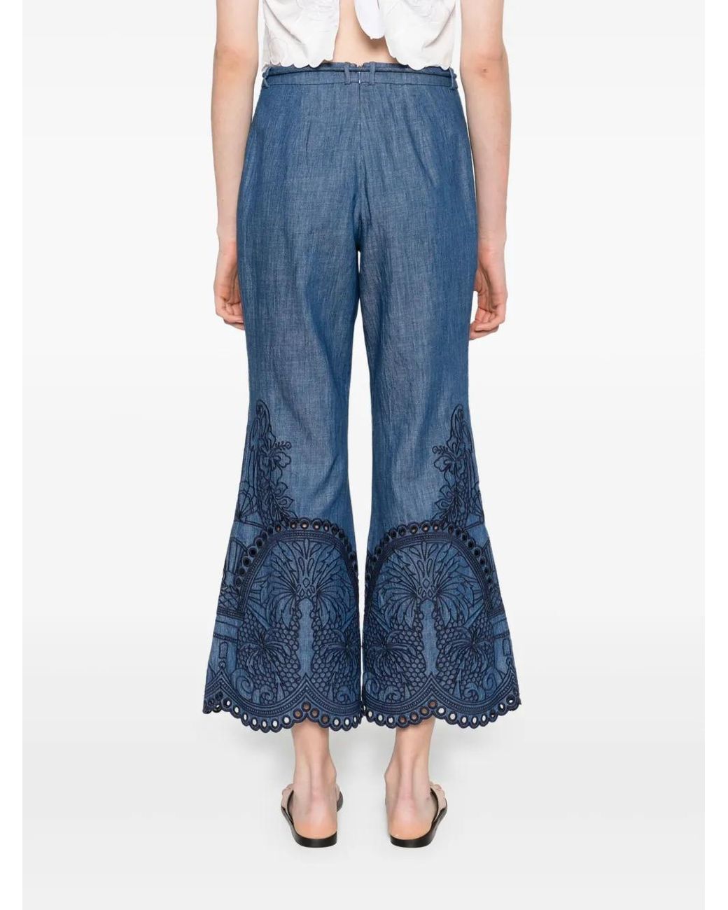 Zimmermann Blue Coco Embroidered Trousers
