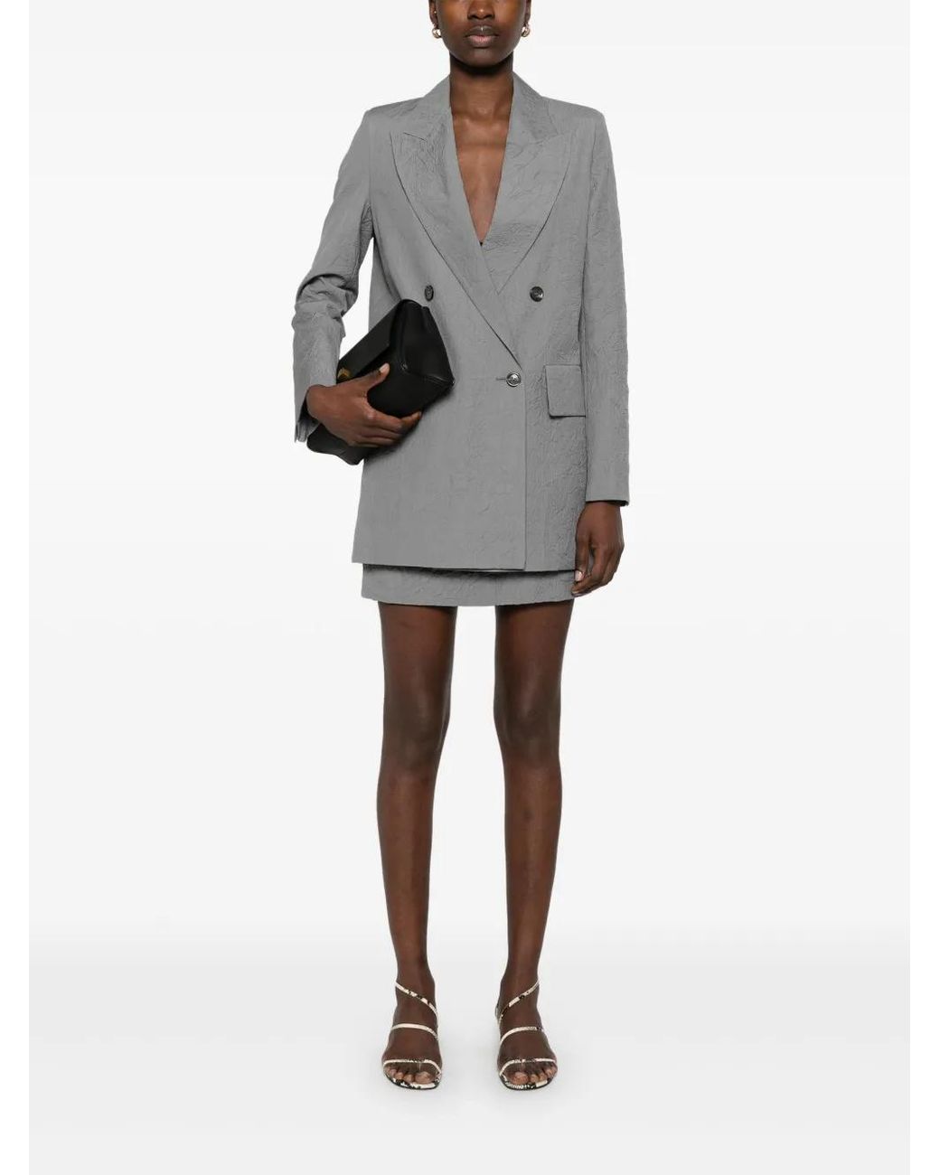 Max Mara Gray Wool Double-Breasted Jacket