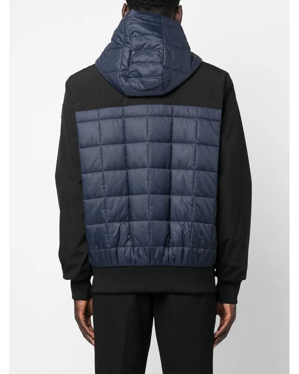 Moose Knuckles Blue Panelled Hooded Padded Jacket for men