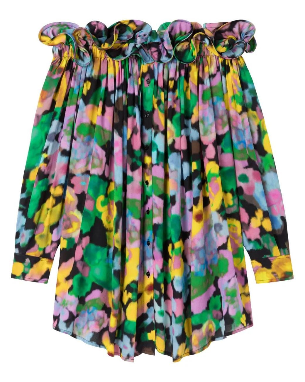 AZ FACTORY Blue X Lutz Huelle Theodora Floral-Print Off-Shoulder Dress