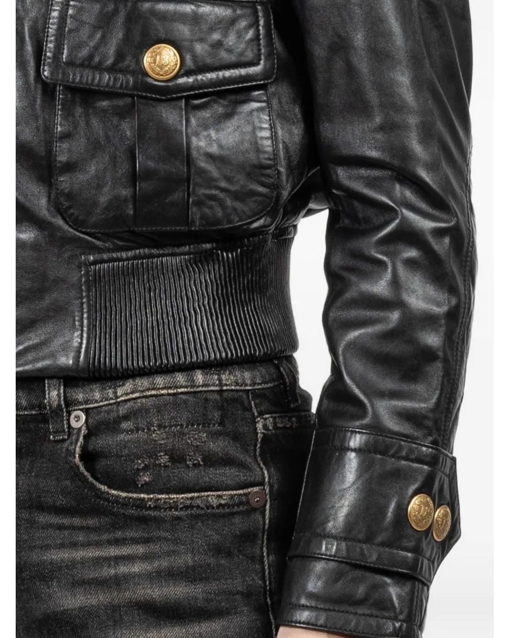R13 Black Gesteppte Jacke Mit Knöpfen