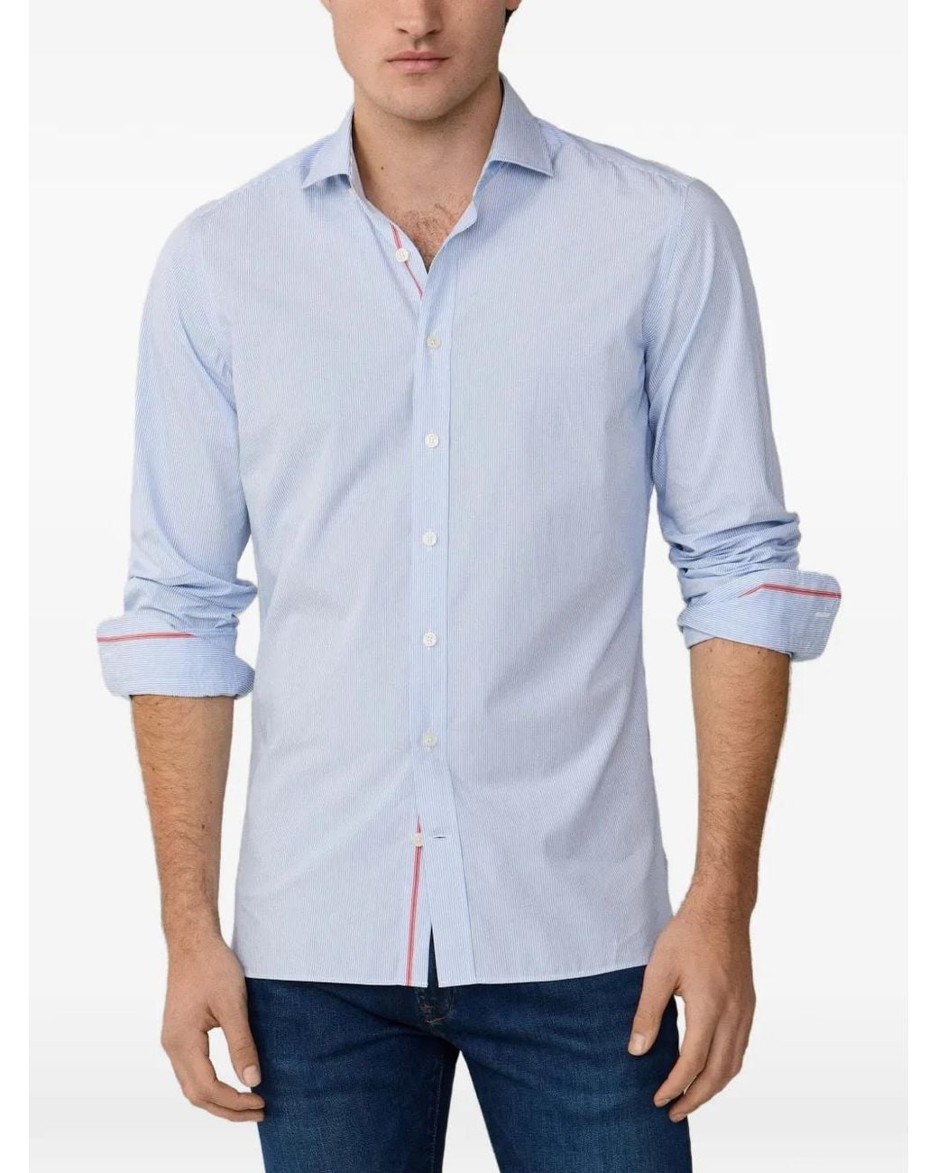 Hackett Blue Striped Cotton-Poplin Shirt for men