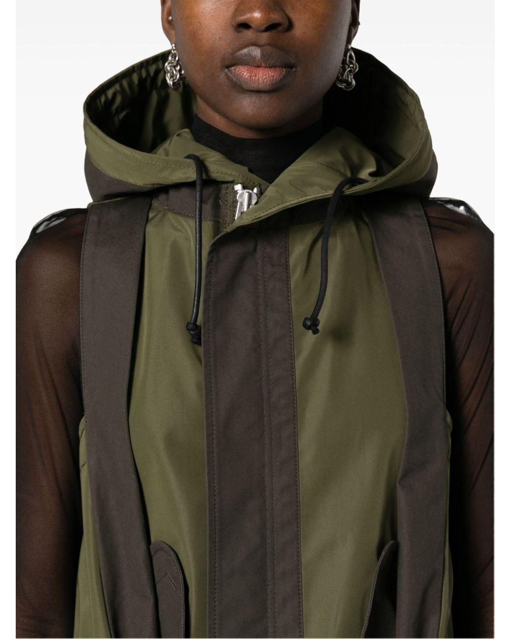 Sacai Sleeveless Hoodie Jacket in Green Lyst UK