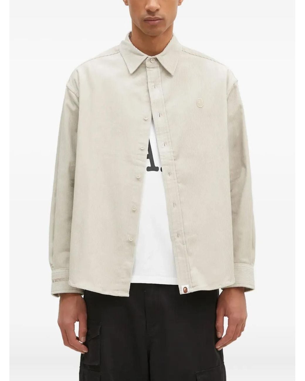 A Bathing Ape Ribfluwelen Overhemd in het White voor heren