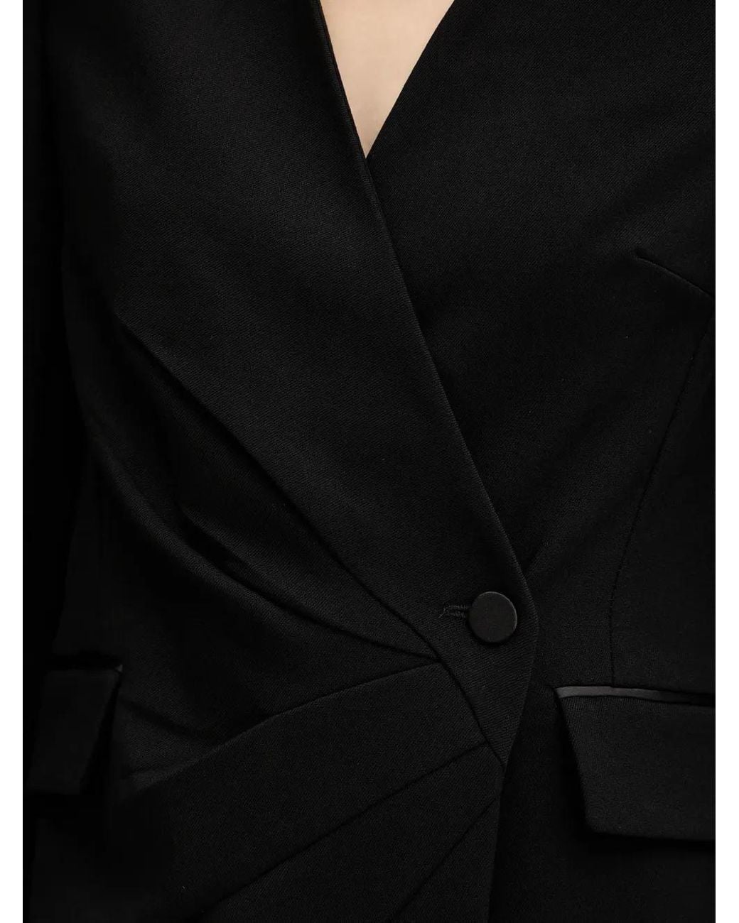 Morgan Black V-Neck Single-Breasted Mini Dress