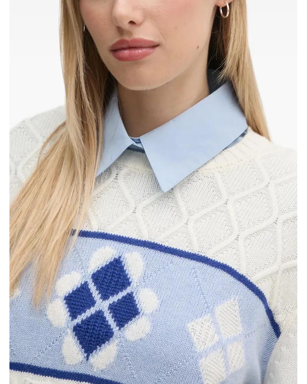Benetton Gray Argyle-Pattern Sweater