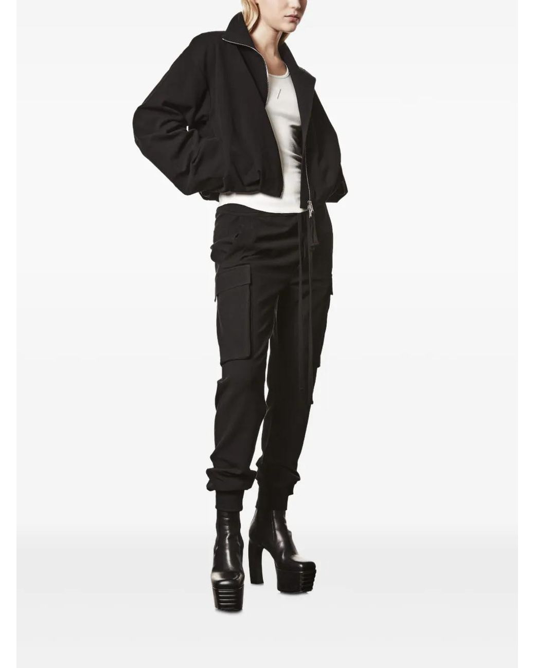 Thom Krom Black Cargo-Pocket Drawstring Trousers