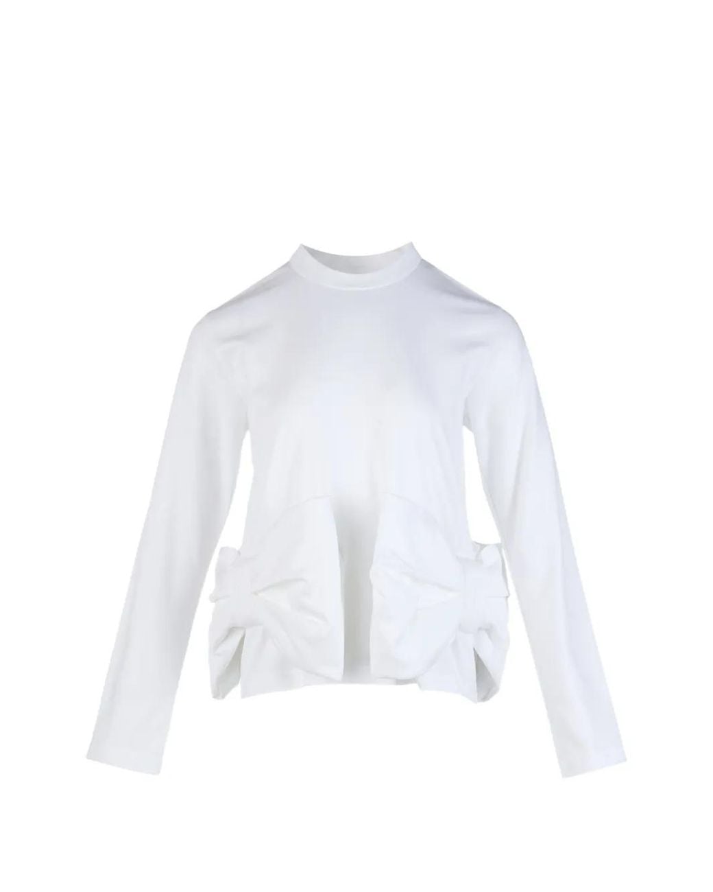 Noir Kei Ninomiya White Bow-Detail Long-Sleeve Blouse