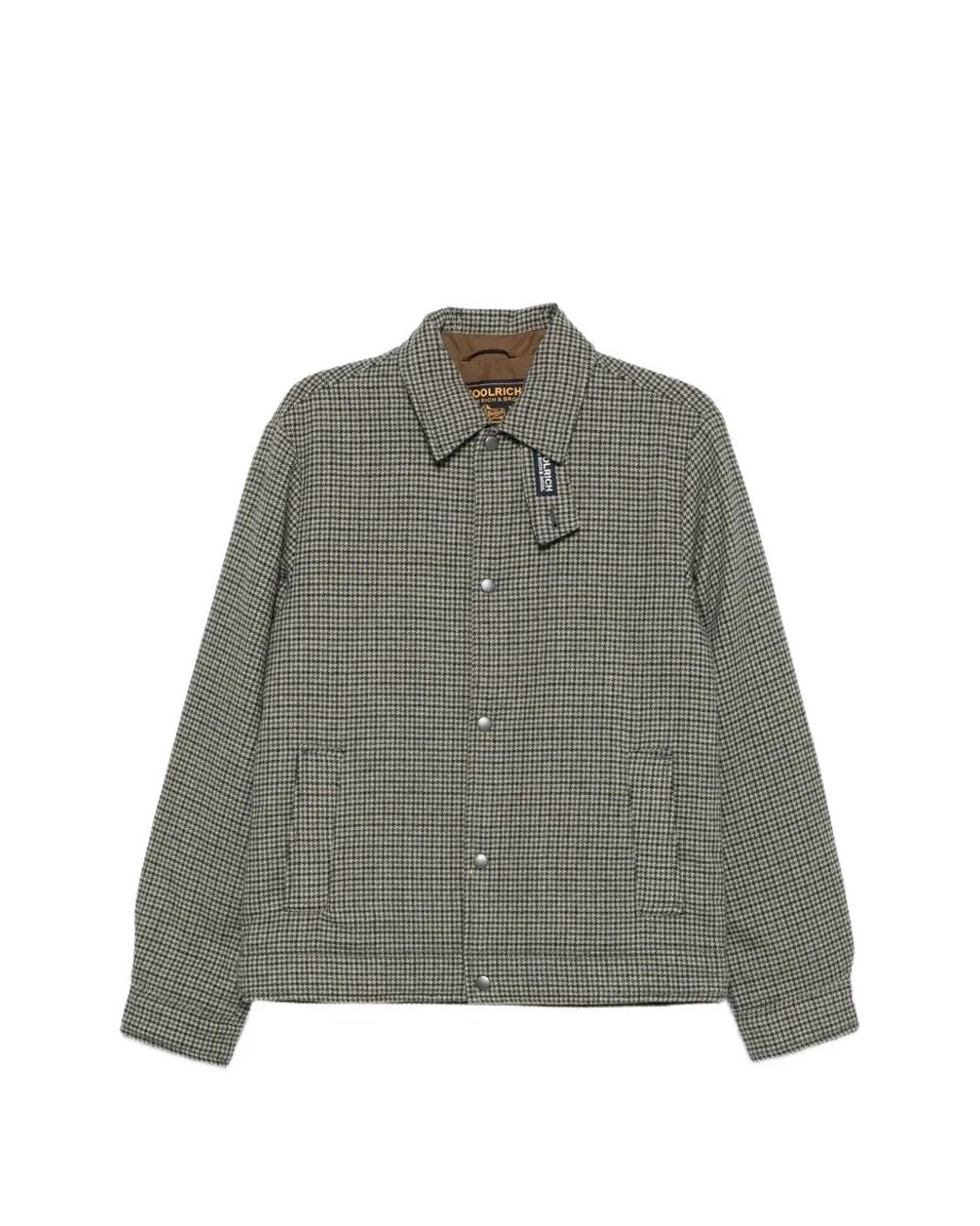 Woolrich Gray Houndstooth Wool Jacket for men