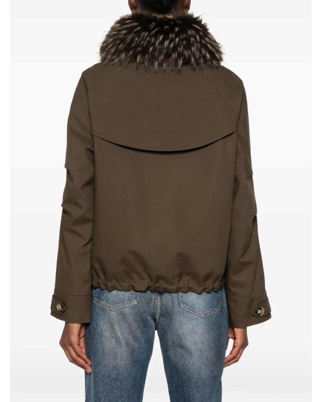 VALENTINI 1972 Brown Faux-Fur Trim Drawstring Coat