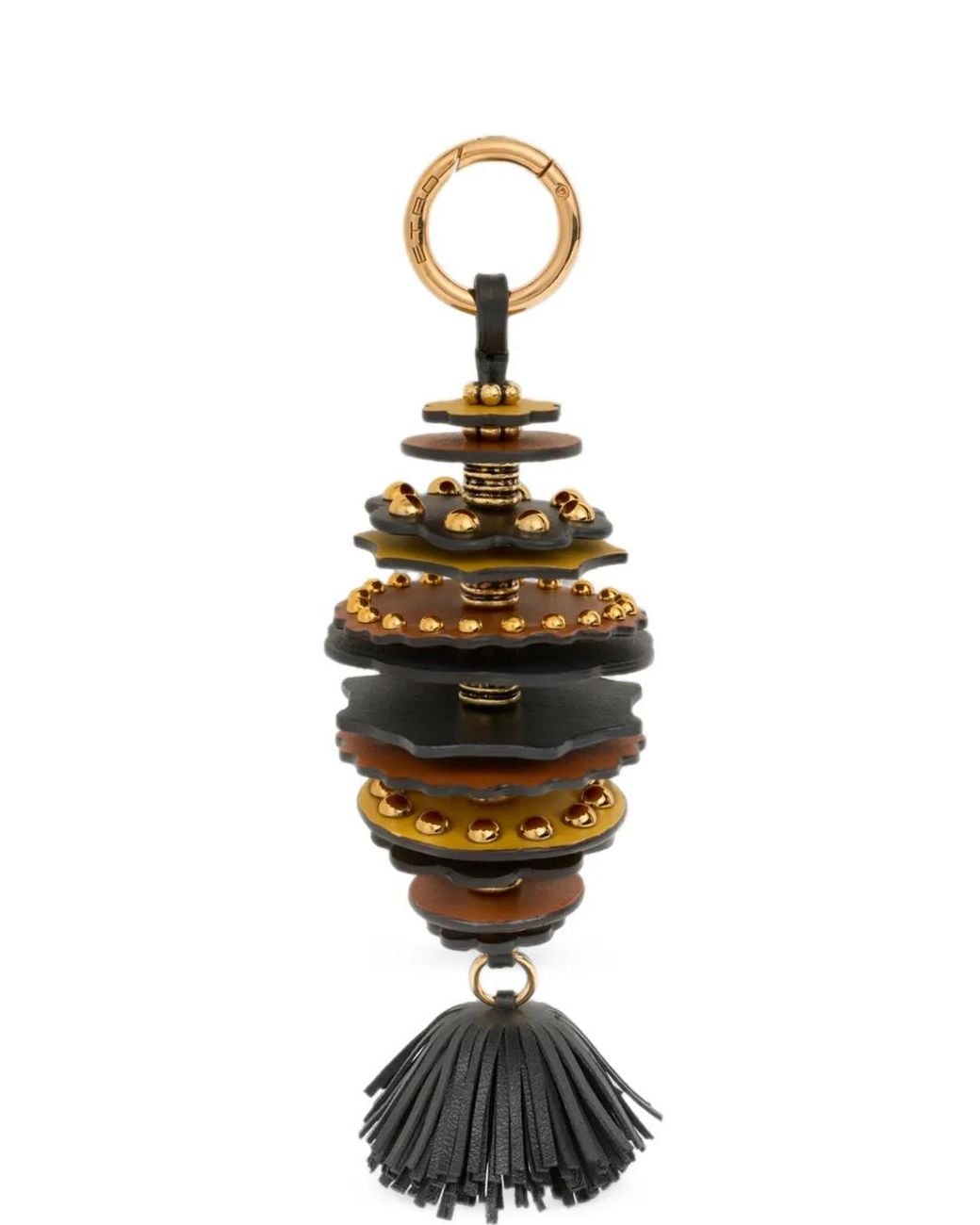 Etro White Leather Charm With Discs And Tassel