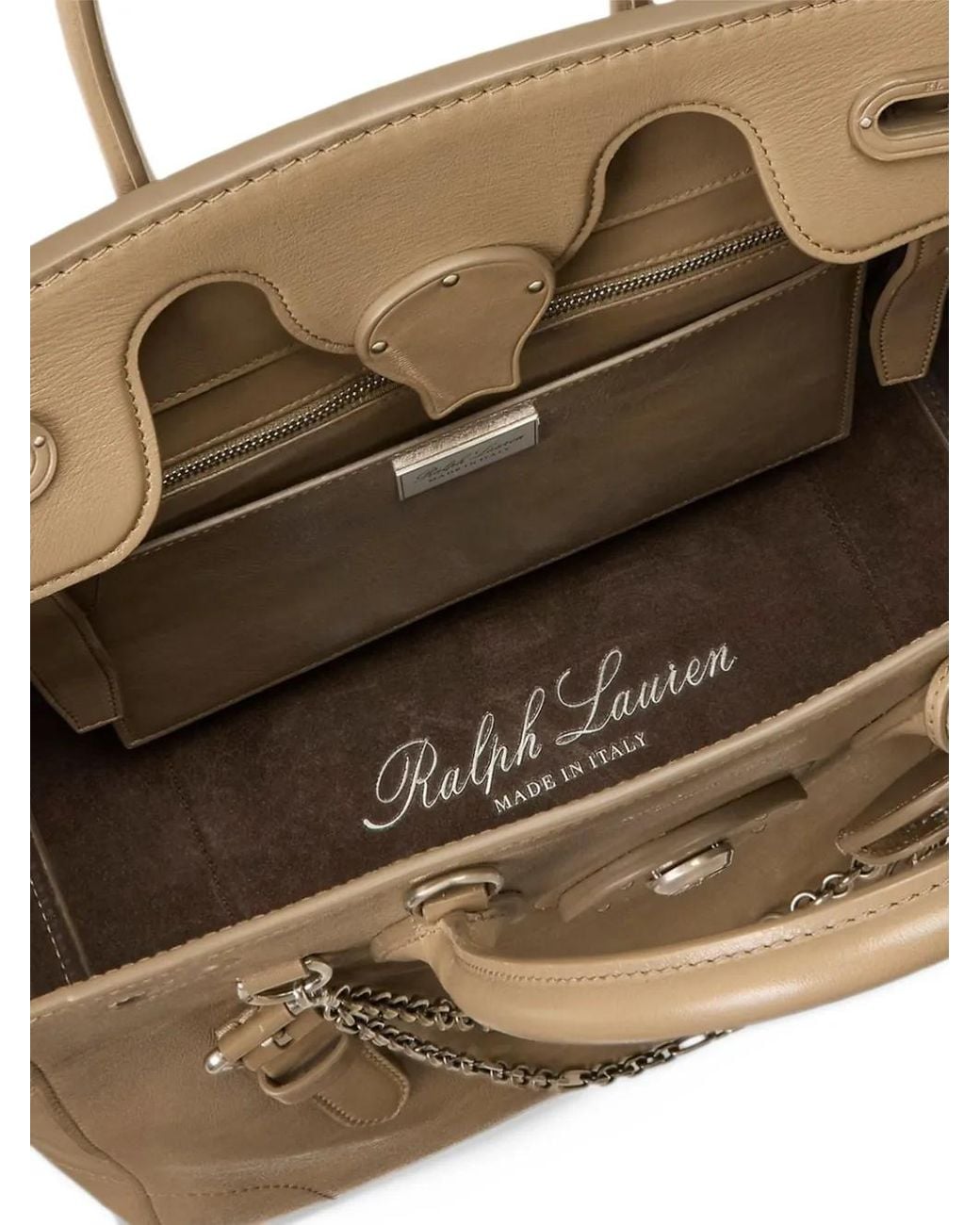 Ralph Lauren Natural Extra-Soft Ricky Chain-Embellished Tote Bag