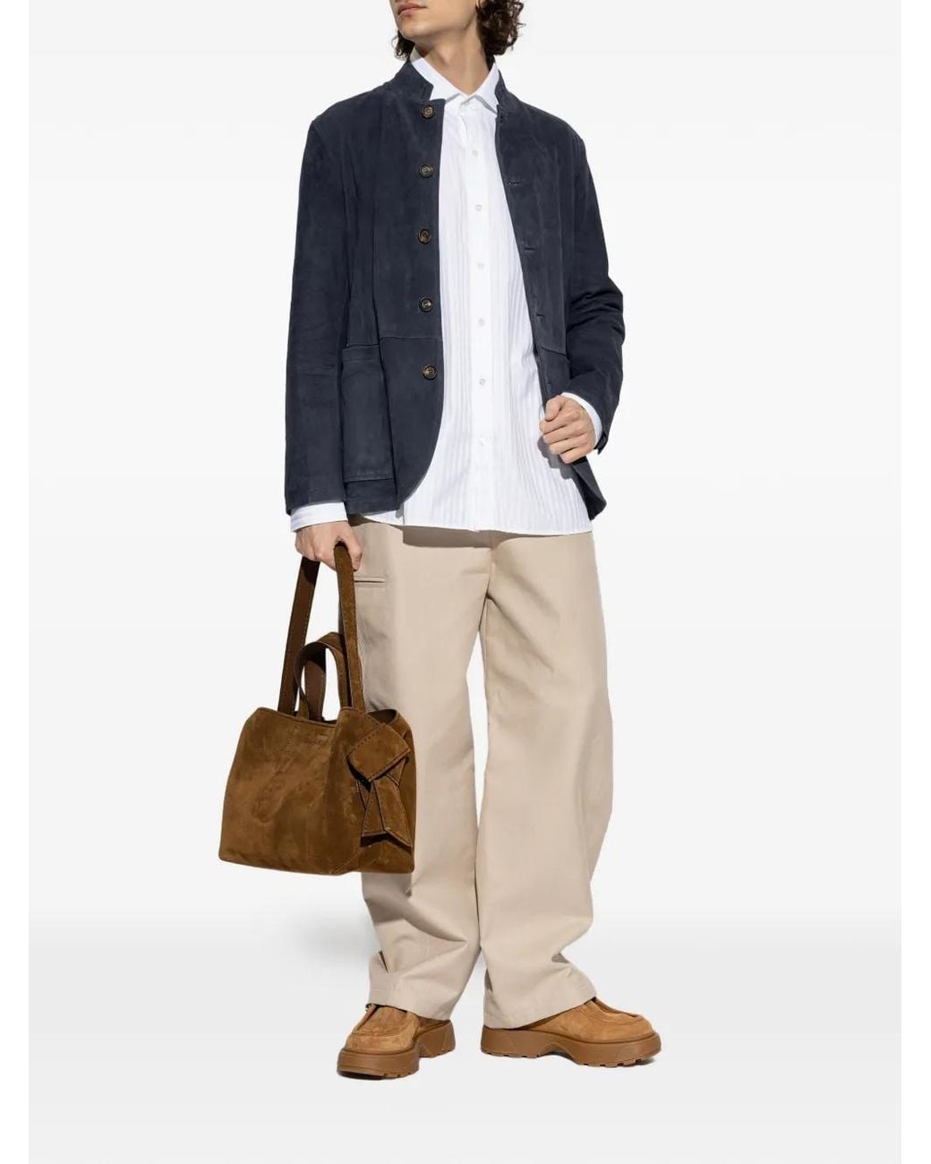 Eleventy Blue Button Lambskin Jacket for men