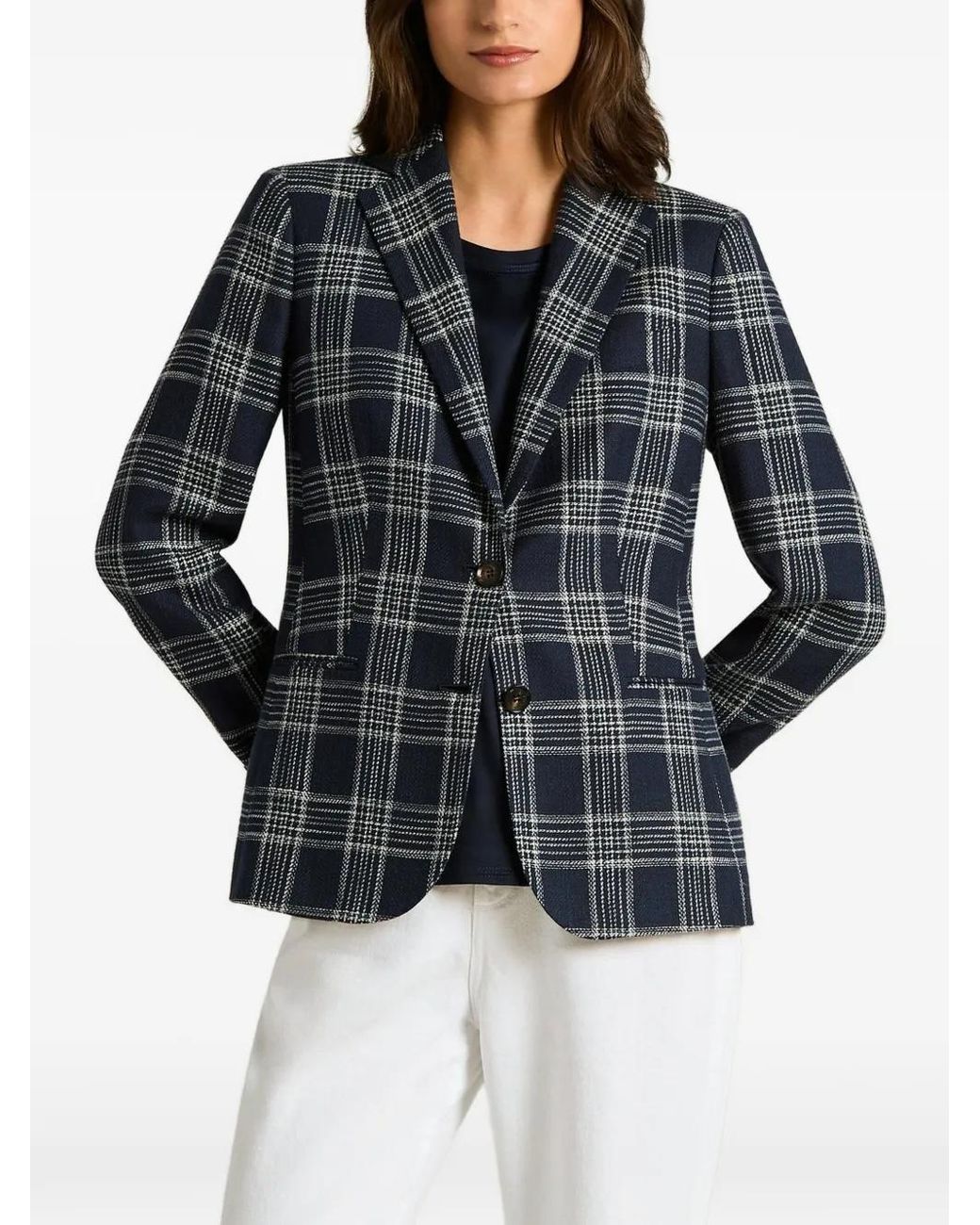 Kiton Blue Checked Tailored Jacket