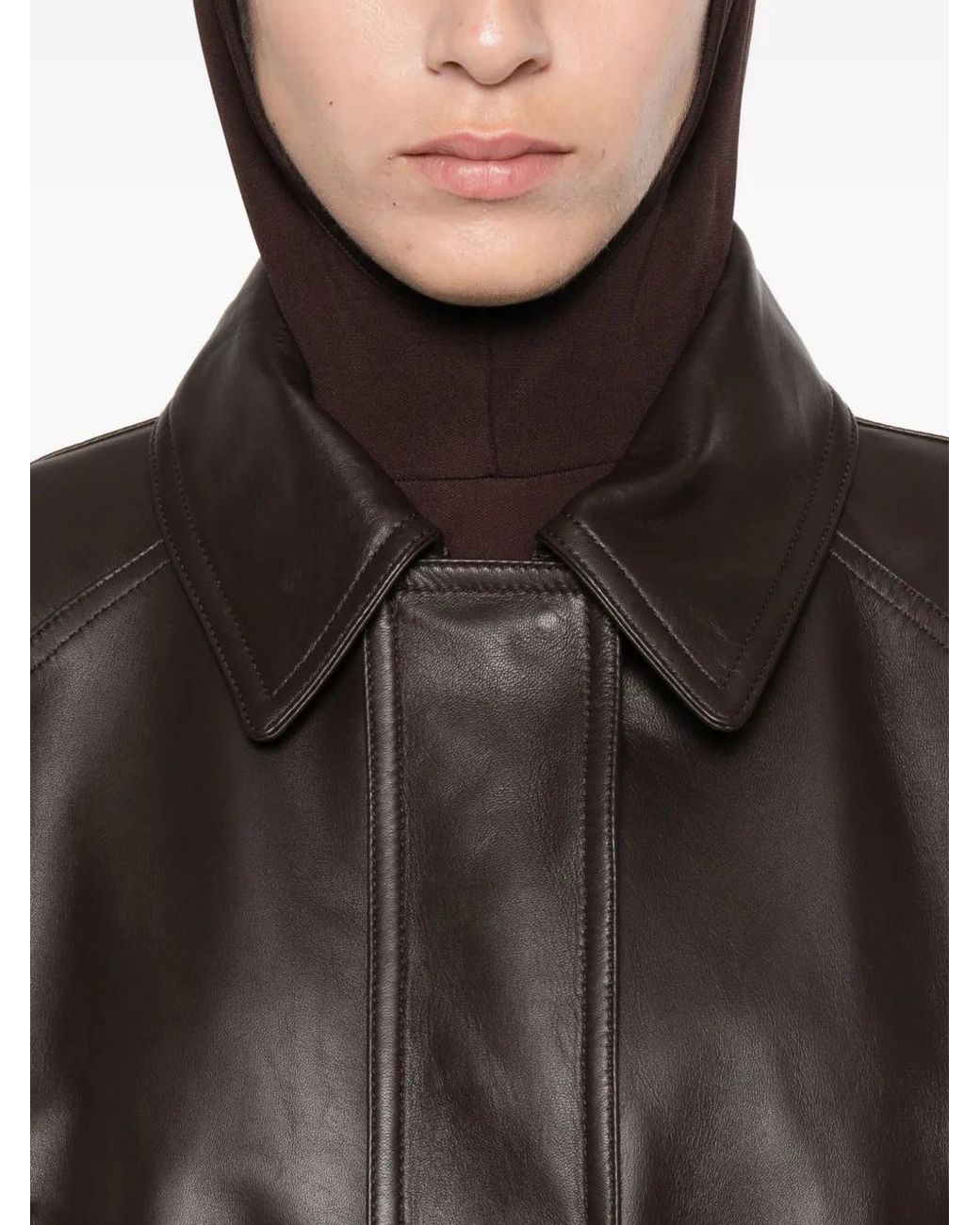 Cordera Gray Collared Leather Coat
