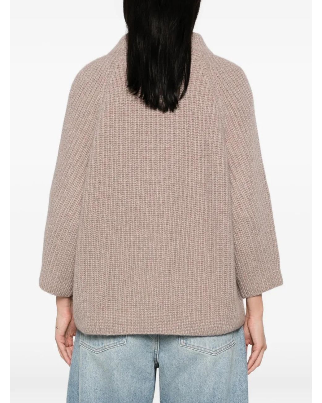 EMERSON RENALDI Natural Ribbed-Knit Raglan-Sleeve Sweater