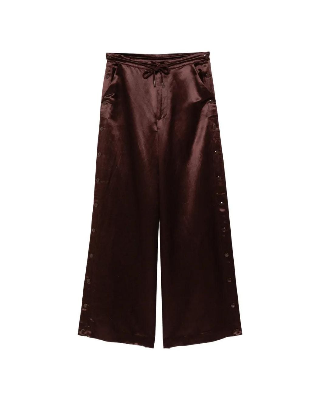 Cynthia Rowley Purple Press-Stud Wide-Leg Trousers