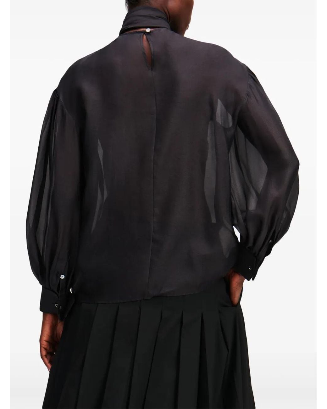 Karl Lagerfeld Black Oversize Bow-Detail Blouse