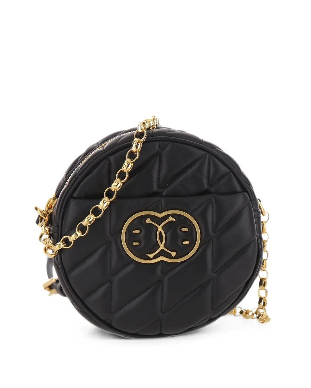 Moschino Black Double Smile Quilted Cross Body Bag