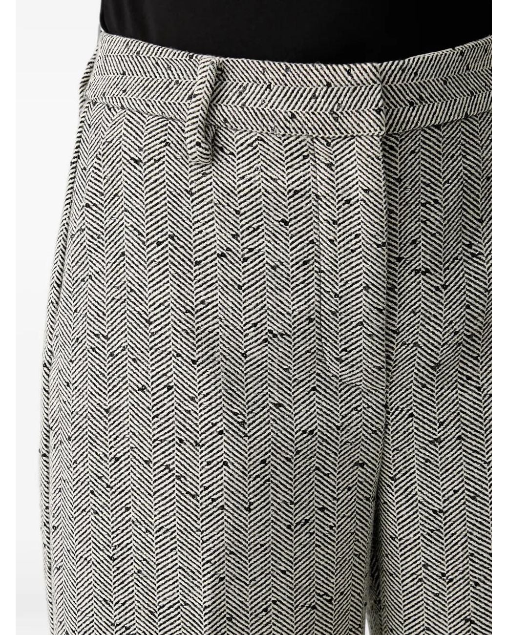 Munthe Black Eileen Herringbone-Pattern Wide-Leg Trousers