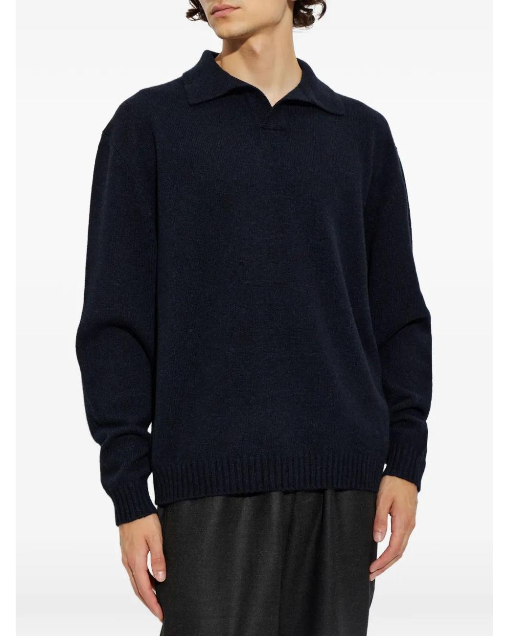 Sease Blue Split-Neck Sweater for men