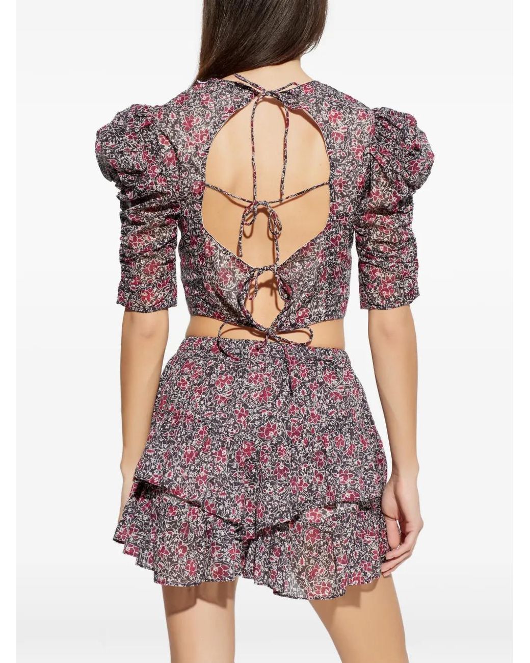 Isabel Marant Red Silva Floral-Pattern Blouse