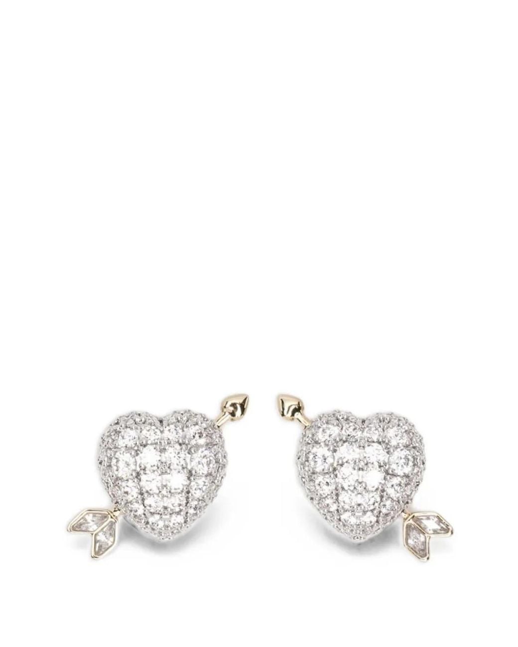 Swarovski White Idyllia Crystal-Embellished Heart-Motif Earrings