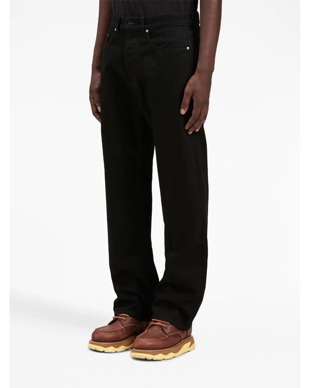 Palm Angels Black Logo-Embroidered Denim Jeans for men