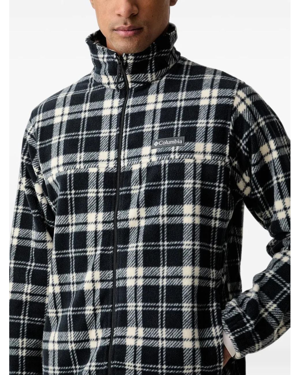 Columbia Black Check-Print Zip-Up Sweater for men