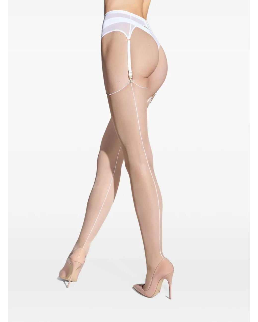 Scandale White Sheer Seamed Stockings