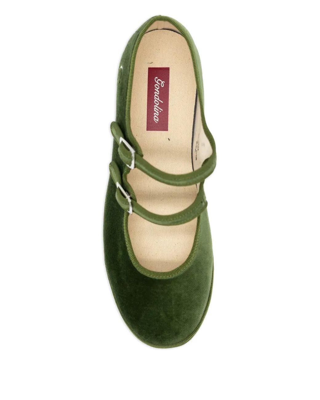 Gondolina Green Guglie Mary Jane Double-Lace Ballet Flats
