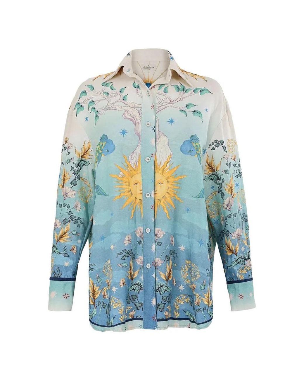Agua Bendita Blue Nader Anastasia Graphic-Print Button-Up Shirt