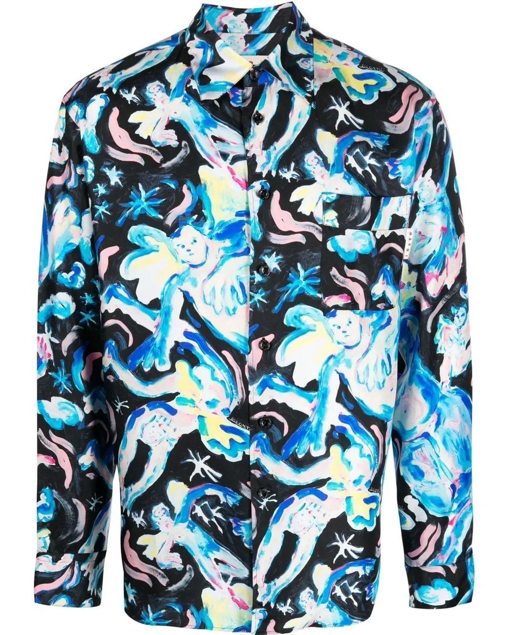 Marni Overhemd Met Print in het Blue voor heren