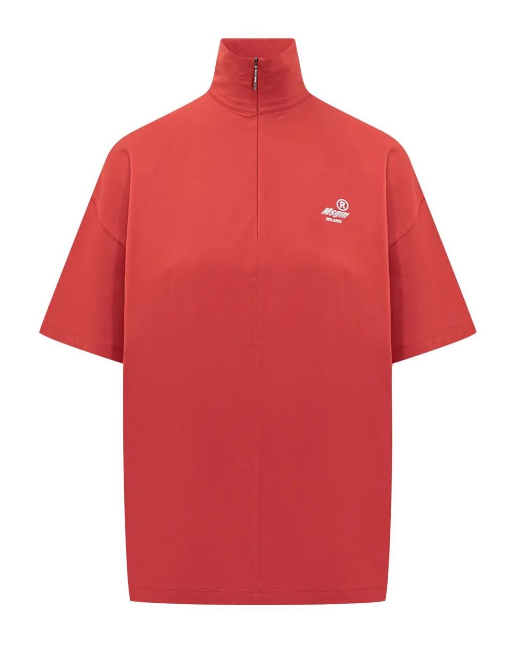 MSGM Red Half-Zip T-Shirt