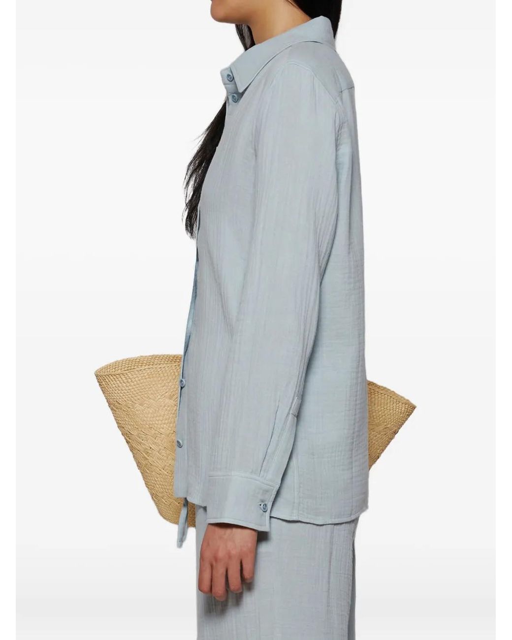 Camisa De Algodón Con Botones ÉTERNE de color Blue