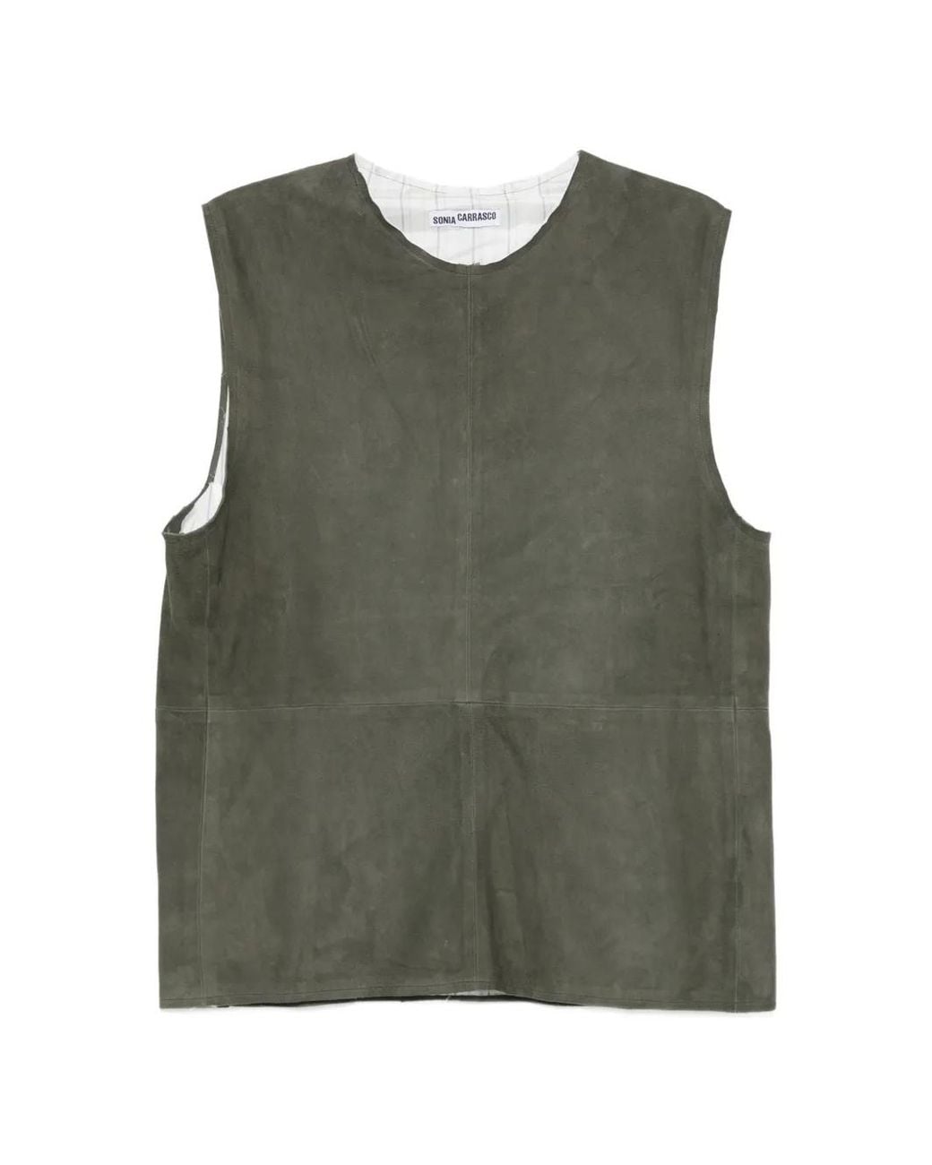 SONIA CARRASCO Green Suede Panelled Blouse