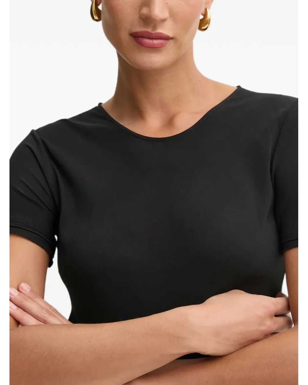Fracomina Black Crew-Neck T-Shirt