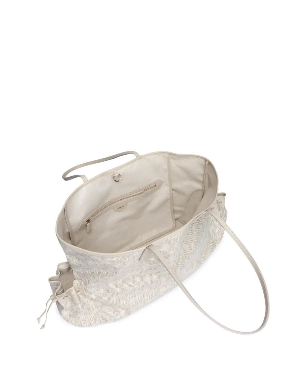 Moreau Natural Geometric-Print Drawstring-Pocket Tote Bag