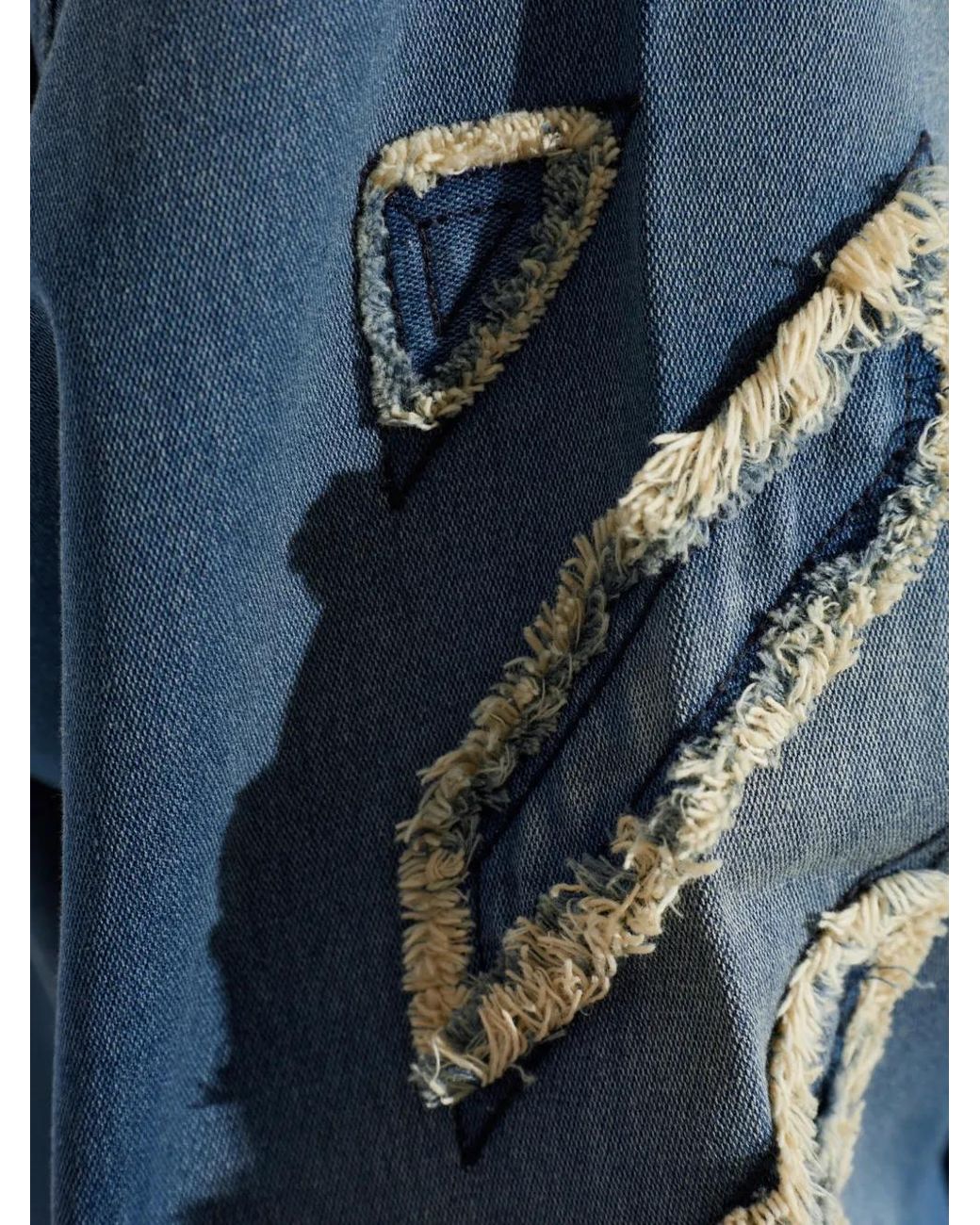 Off-White c/o Virgil Abloh Blue Diagonals Frayed Hoodie for men
