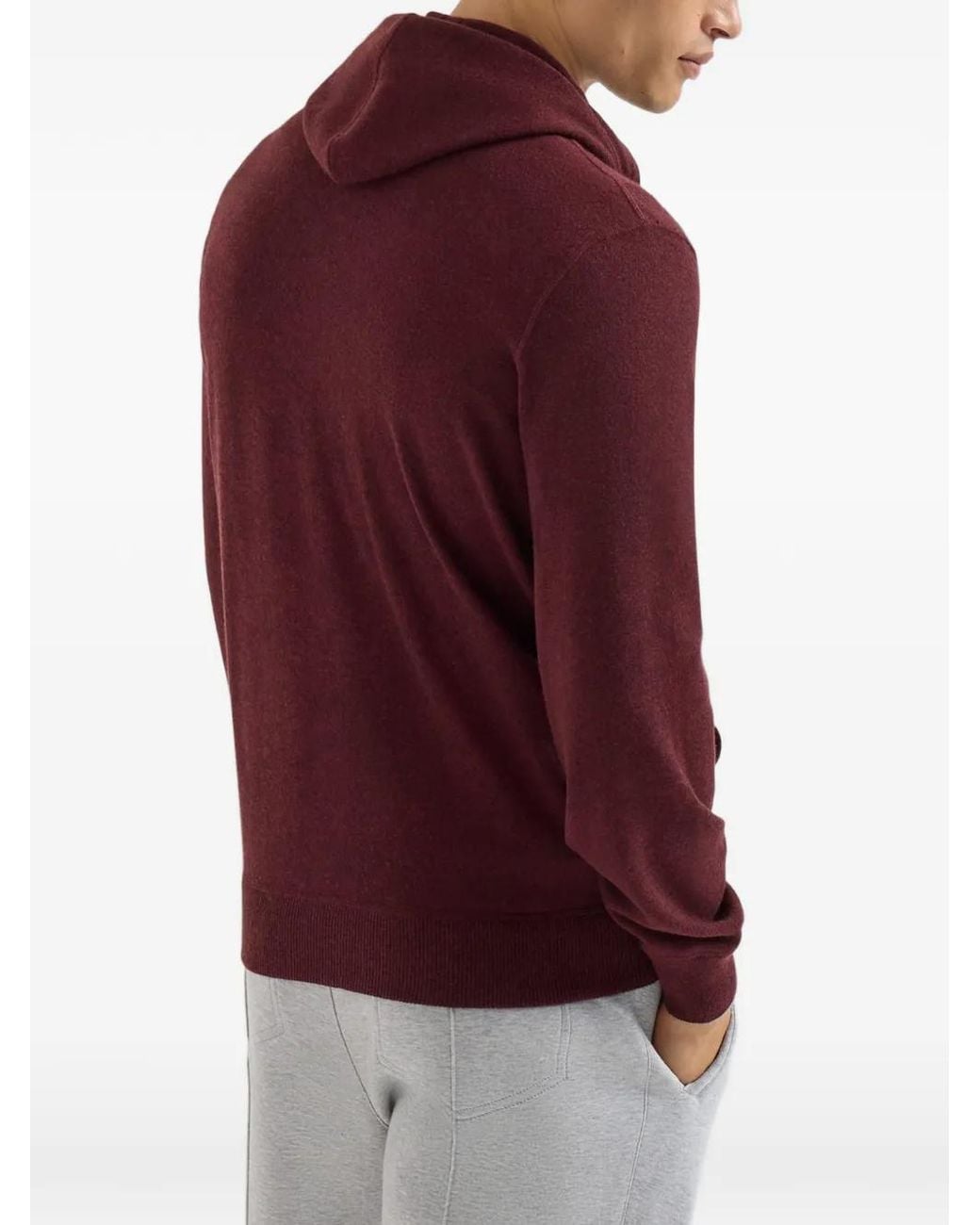 Brunello Cucinelli Purple Cashmere Knit Hoodie With Zipper for men