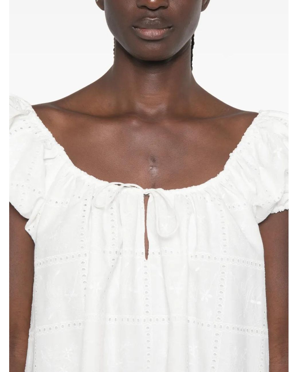 Faithfull The Brand White Serafina Puff-Sleeve Mini Dress