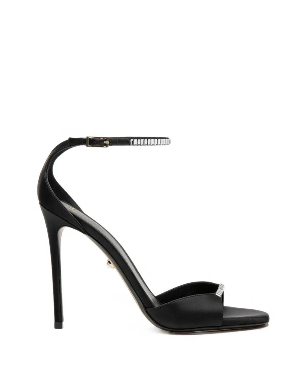 ALEVI Black Ninel Xtal Crystal-Embellished Silk Sandals