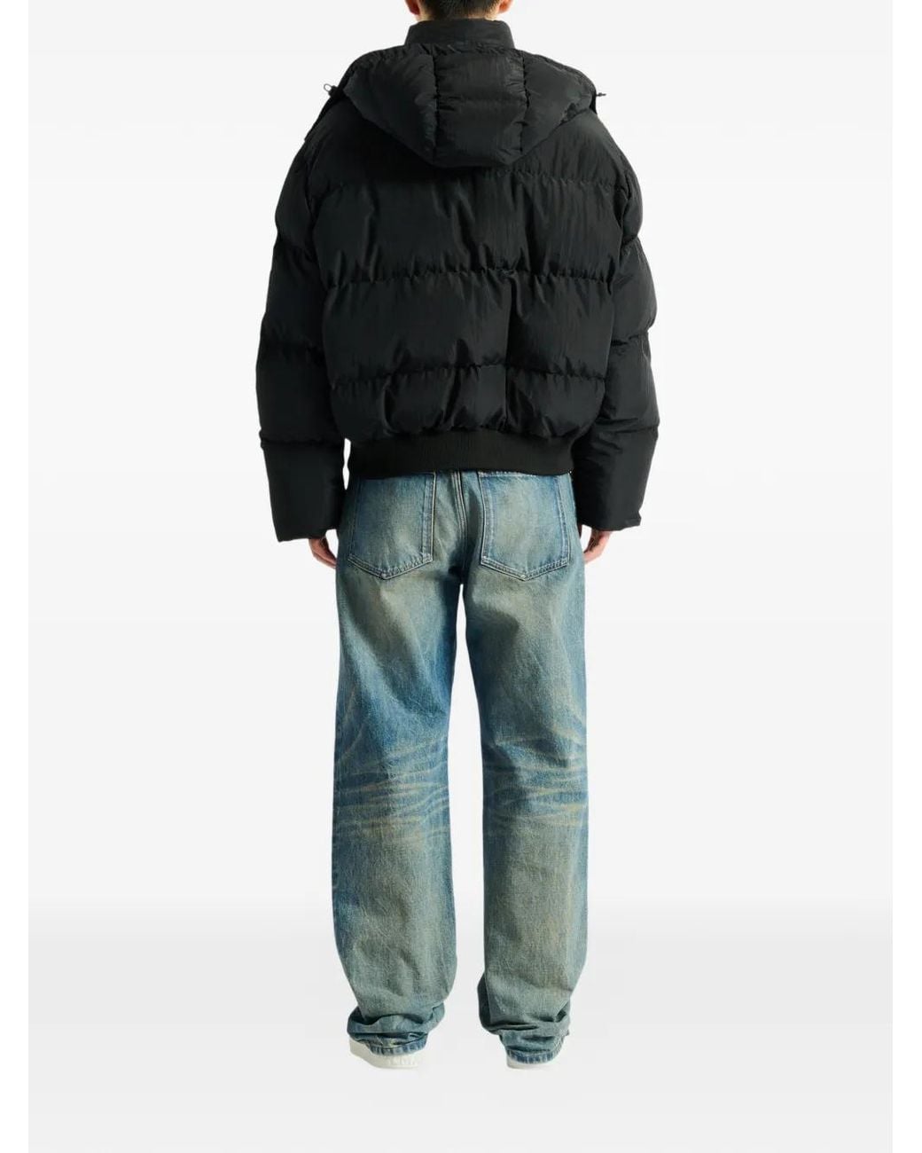 Balmain Black Padded Nylon And Leather Jacket for men