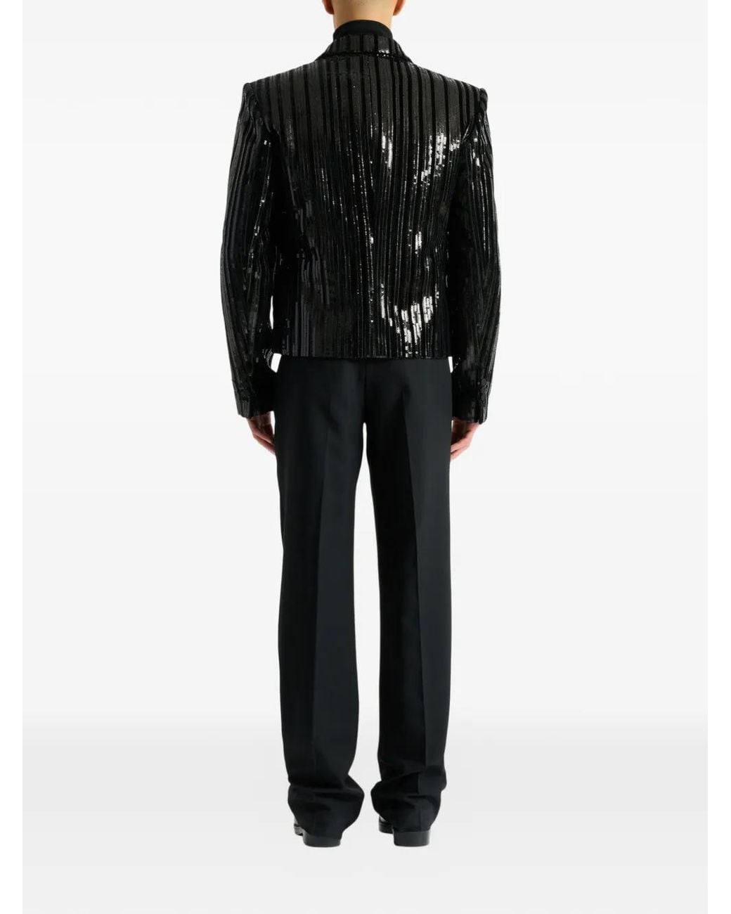 Balmain Black Cropped Sequin Velvet Jacket for men