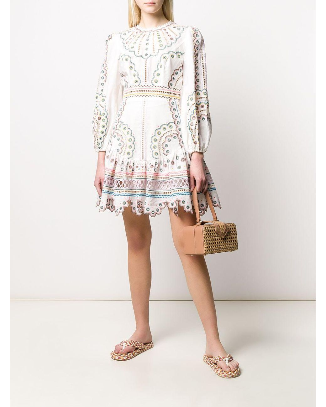 Zimmermann Peggy Embroidered Short Dress in White | Lyst UK Zimmermann Peggy Embroidered Short Dress in White | Lyst UK