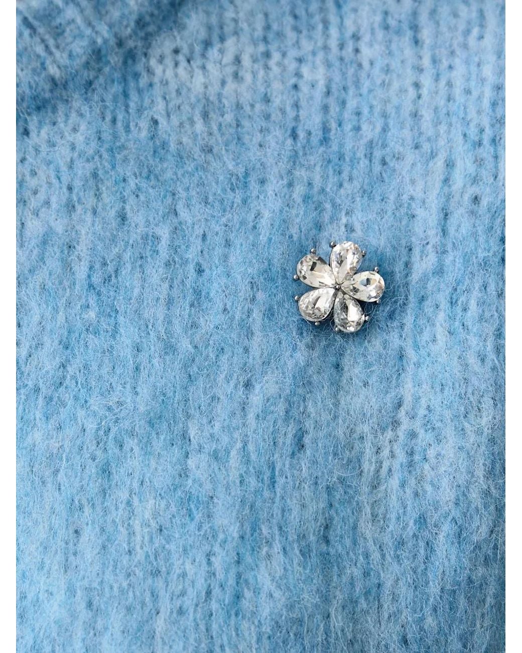Silvian Heach Blue Crystal-Embellished Short-Sleeve Sweater