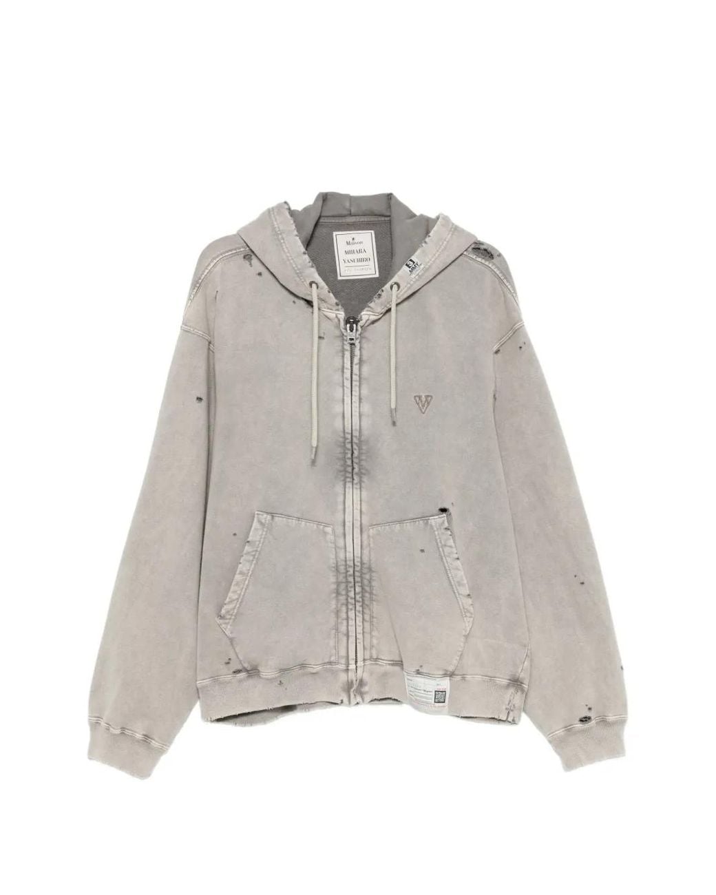 Maison Mihara Yasuhiro Gray Bleached Zip-Up Hoodie for men